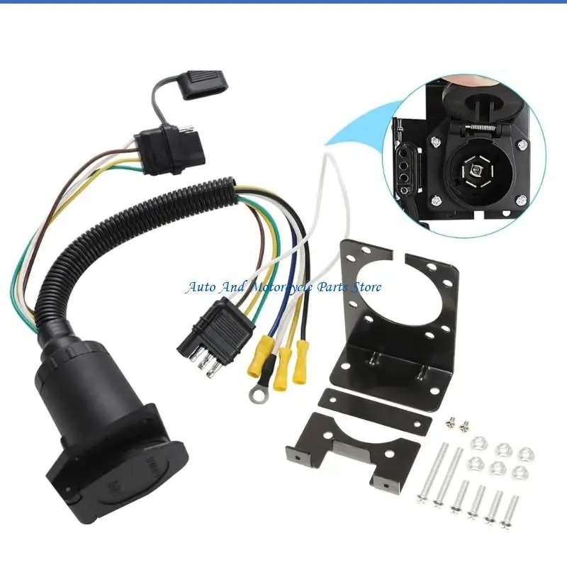 P9FD 4 Way to 7 Way Trailer Wiring Adapter with Secure Connection for Vehicle Towing