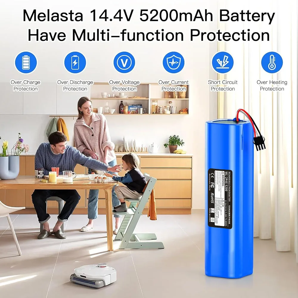 5200/6500mAh 14.4V Robot Vacuum Battery for Proscenic M7 Pro M8 Pro M7 Max LDS M7, Fit Viomi D800 Kyvol S31 UONI V980 MAX