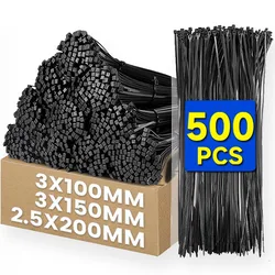 500-100Pcs Plastic Nylon Cable Ties Self-locking Cord Ties Straps Adjustable Cables Fastening Loop for Home Office Wire Zip Ties