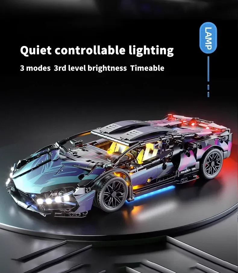 2024 New Sports Car Racing Model Remote Control Car Assembly Small Particle Building Block Toy Boys Birthday Gift