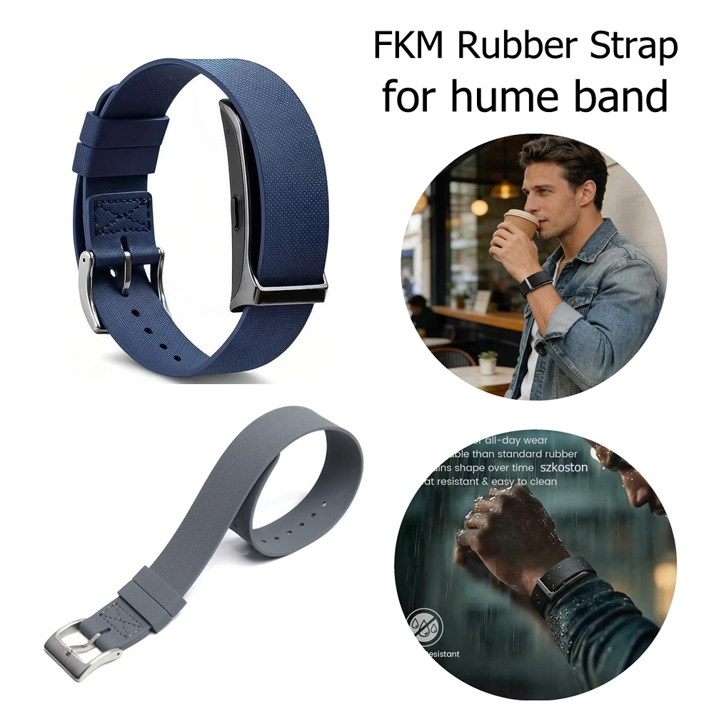 

Регулируемый сменный ремешок для Hume Band: Мягкий фторкаучуковый браслет FKM для фитнес-трекера HUME Health Smart Fitness Tracker Loop