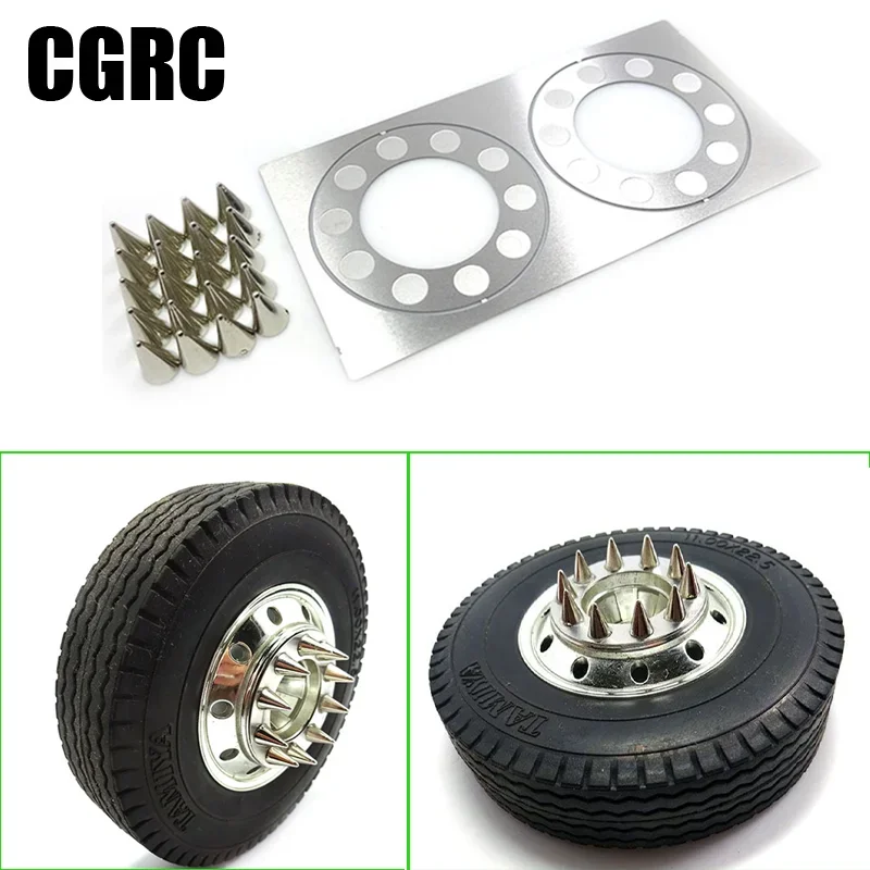 1 Pair Metal Simulation Model Front Hub Punk Rivets Decorate for 1/14 Tamiya RC Truck Hercules Car DIY Parts Toys