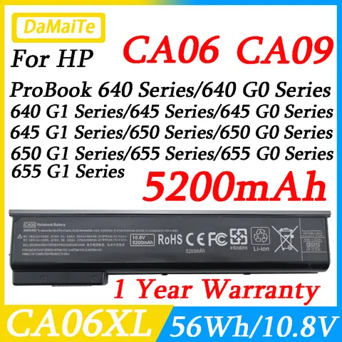 New CA06 CA06XL CA09 Battery for HP ProBook 640 645 650 655 G0 G1 718755-001 718756-001  HSTNN-DB4Y -LB4X -LB4Y -LB4Z 718754
