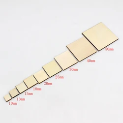 15/100pcs 10-50mm Unfinished squares Wood Sheet DIY Printed Blank Wooden Plate Model Slices Supplies Scrapbook Decorative Craft