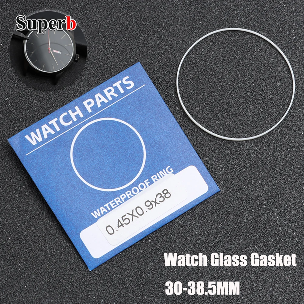 Watch Glass Gasket 0.45mm Thick 0.9mm Height Replacement Watch Parts Seal Washers Waterproof O-Ring for Watchmaker Watch Repair
