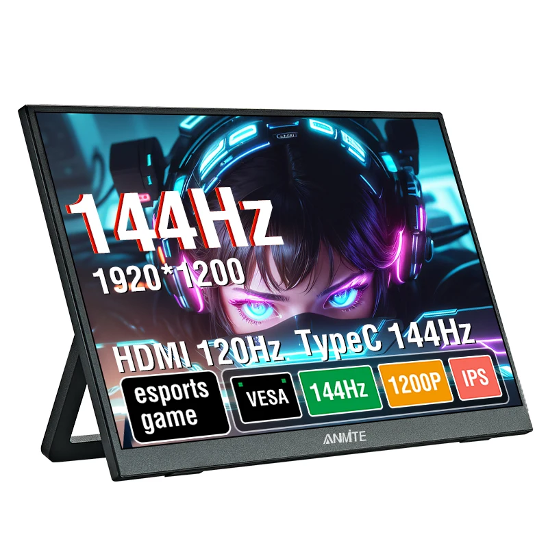 

16" Portable Monitor 144Hz/120Hz 1920*1200 Resolution, 300Cd/m² brightness, suitable for laptops, mobile phones