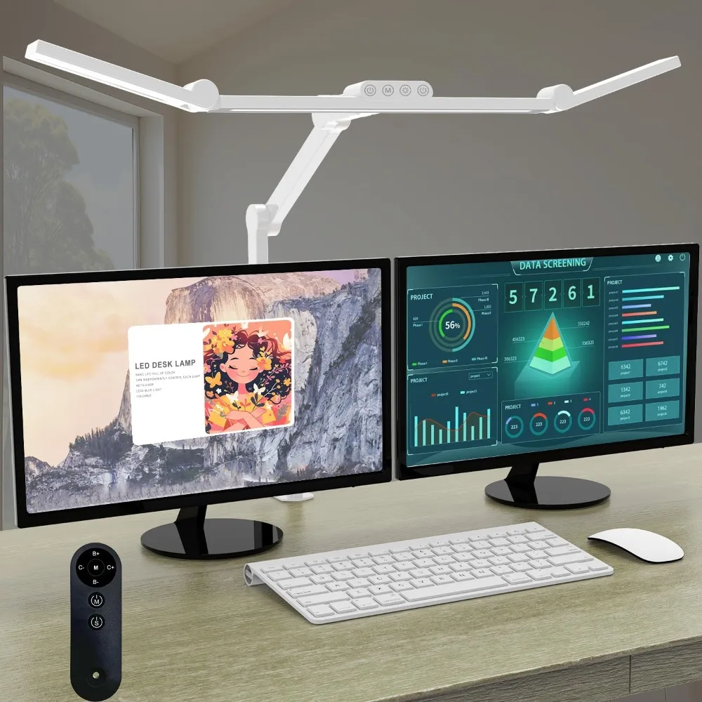 

Micomlan Architect Desk Lamp with Clamp, Led Desk Lamp for Home Office with Remote Control, 24W Bright Dimmable Computer Light w
