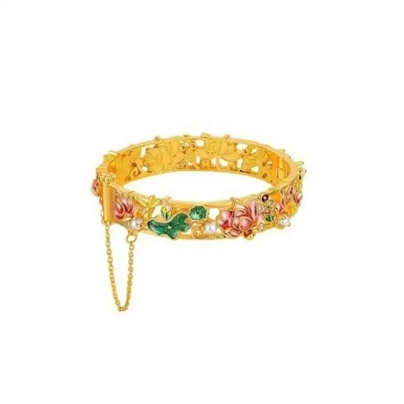 

Painted Lotus Flower Clasp Bracelet