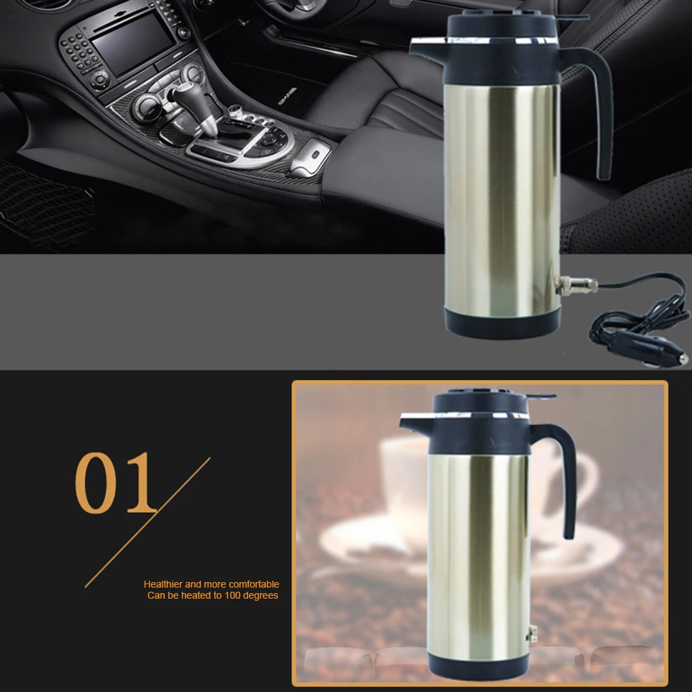 

12V/24V Electric Heating Cup Kettle 1200/750ML Stainless Steel Water Heater Bottle Car Water Heater Boiling Kettle for Home Car