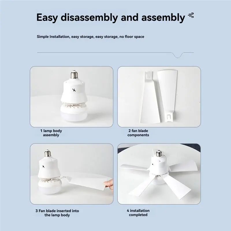 THIVN-Socket Fan Light With Remote Control Distance 5M E27 3-Speeds Dimmable LED E27 Base Voltage 85-265V 40W A