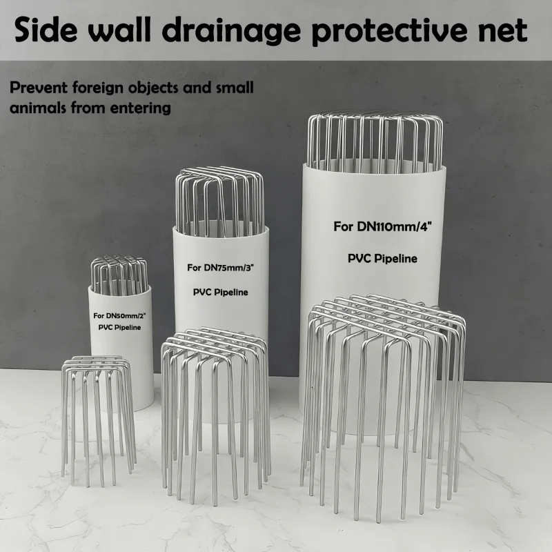 Outdoor Drain Pipe Protective Net, Anti Rodent Debris Blockage Drain Cover, Stainless Steel Pipe Outlet Filter for SewerDrainage