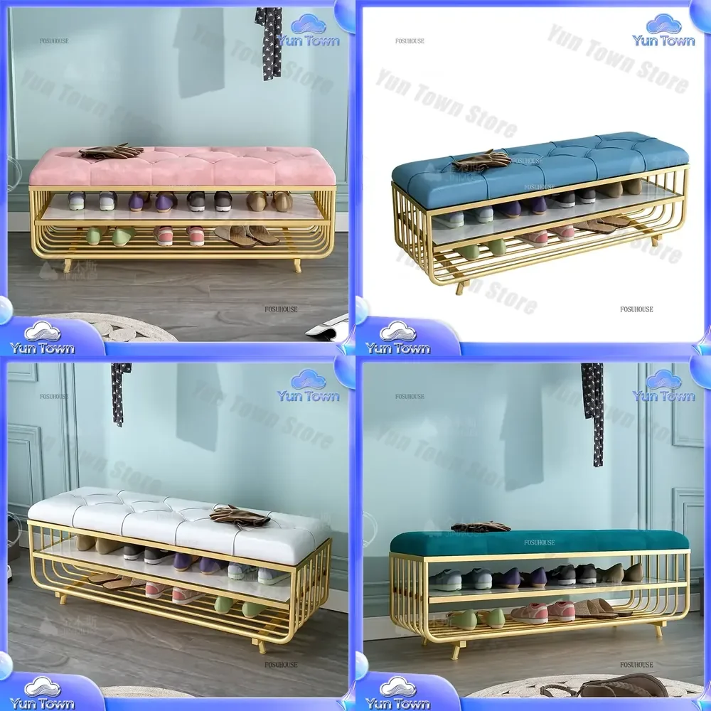 for European Style Iron Art Stools for Home Entrance Shoe Changing Living Room Furniture Nordic Light Luxury Ottoman