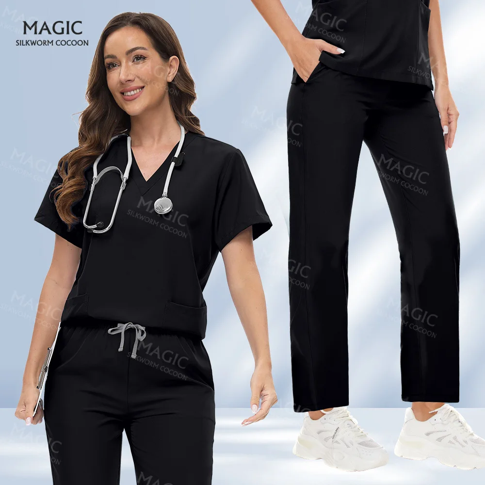 

Unisex Short Sleeved Pharmacy Nurse Uniform Hospital Doctor Workwear Multicolor Oral Dental Surgery Uniforms Medical Scrubs Sets