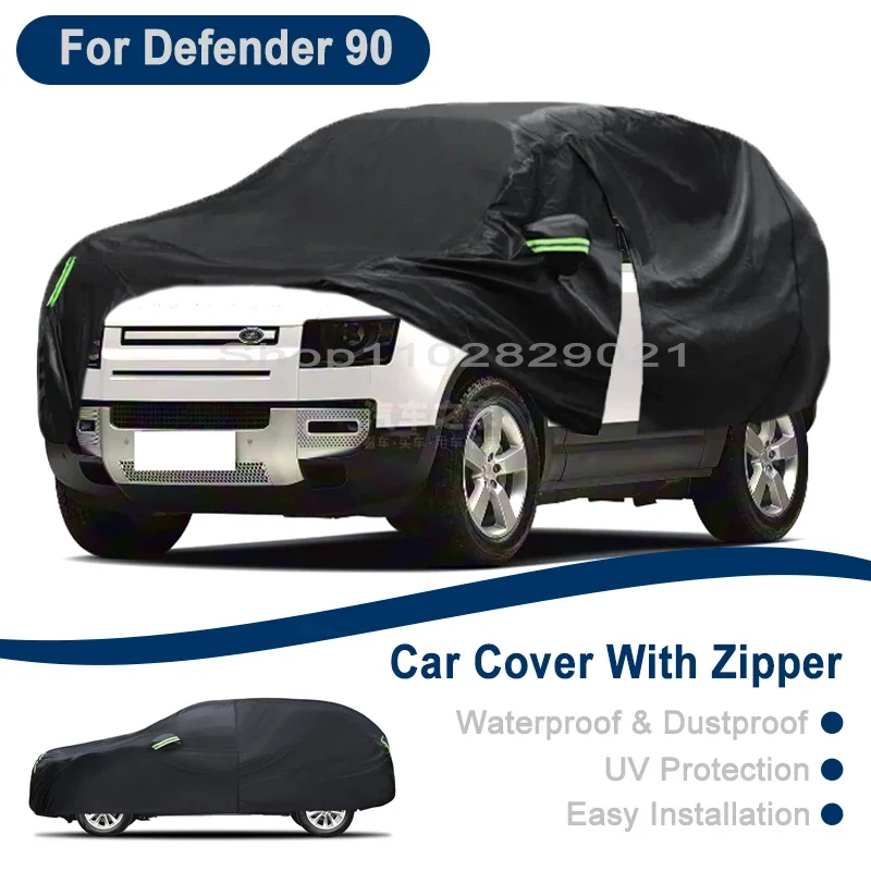 

Outdoor Full Vehicle Cover For Land Rover Defender 90 - Side Zipper Design, Waterproof Dustproof Sun Protection Car Cover