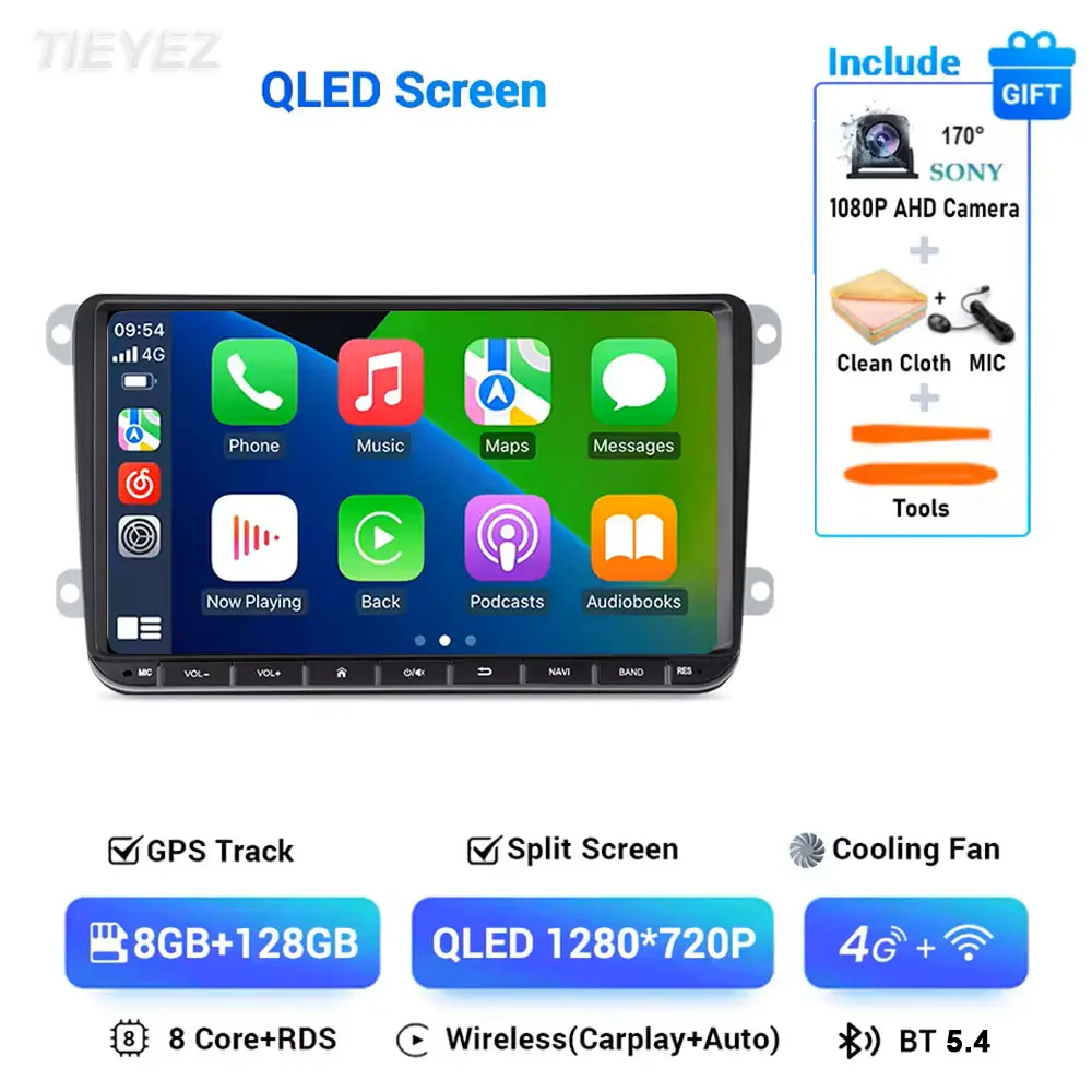 Android 15 Autoradio Speler voor VW Volkswagen Passat B6 GOLF 5 Scirocco Caddy Jetta Amarok Skoda Carplay Multimedia autoradio