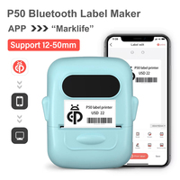 Marklife P50 Mini Label Printer Support 12-50mm Labels Portable Adhesive Thermal Printer Stickers Tag Bluetooth Labeling Machine