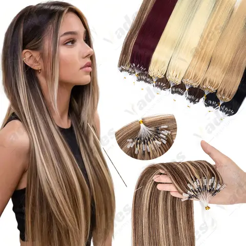 50pcs Micro Loop System Remy Human Hair Extensions Straight Micro Loop Hair Suitable for Women Comfortable And Secure Bonding