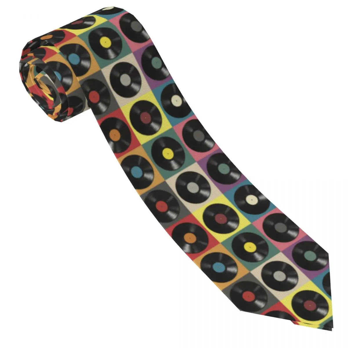 

Vinyl Record Print Tie Music Notes Daily Wear Neck Ties Men Women Retro Casual Necktie Accessories Quality Design Collar Tie