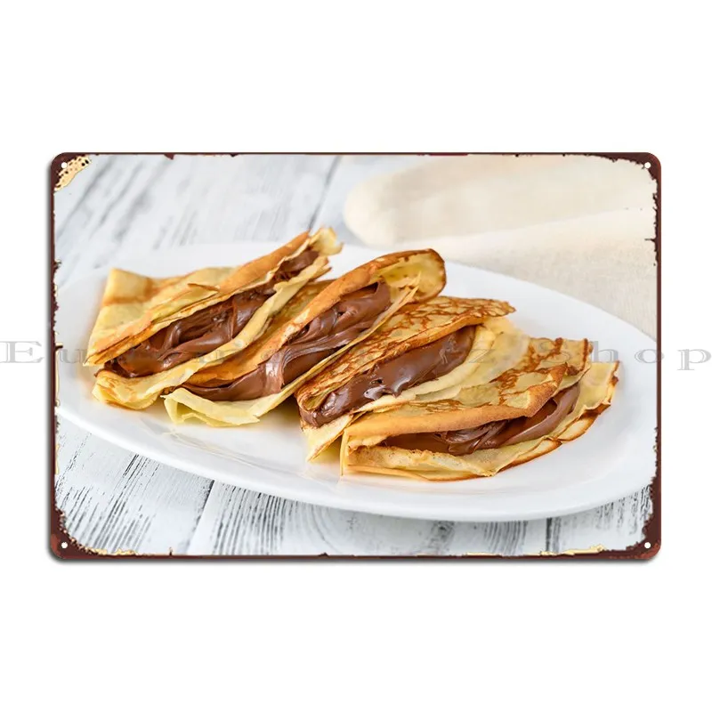 Crepes con Chocolate Metal Sign Plates, Pub Bar, personalizado, cine, cartel de estaño