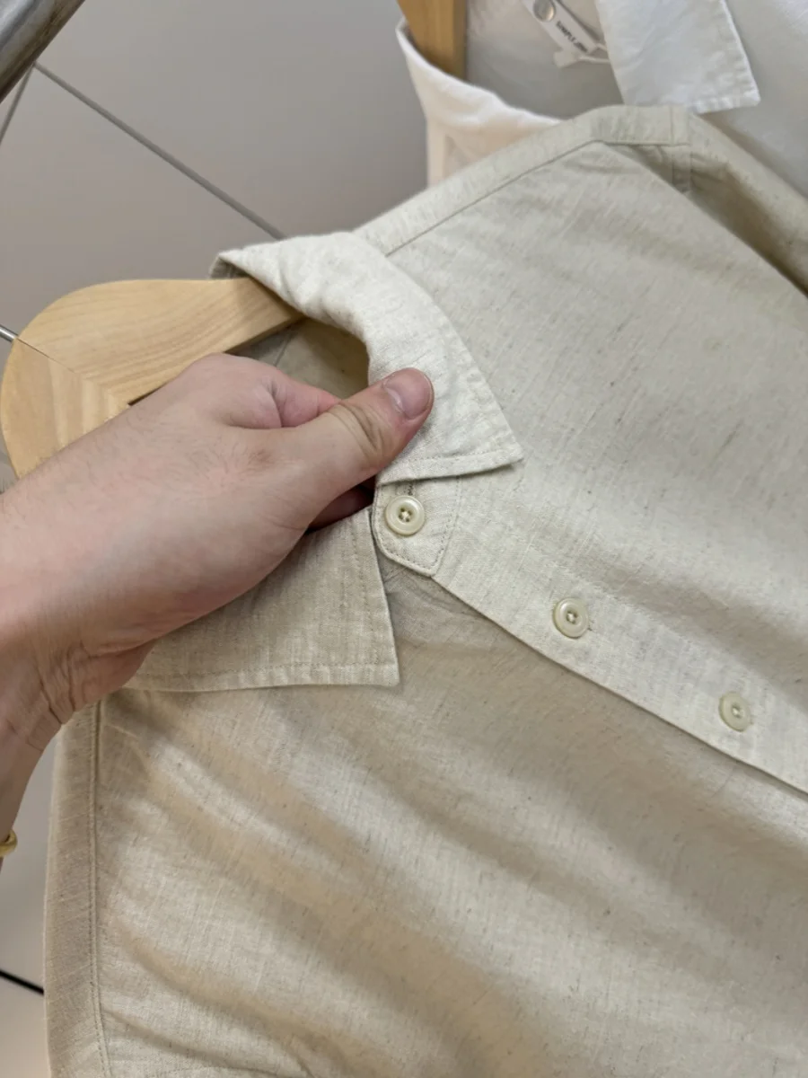 High-End Cotton Linen Men's Shirt Casual Long Sleeve Breathable Comfortable Autumn Simple Match All round Collar Flip Shirt