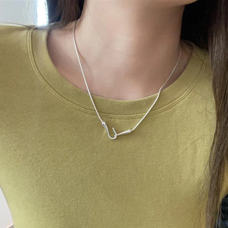 New 925 Sterling Silver Necklace 18inch Simple Hook Choker Snake Bones Accessories Men's & Women's Fine Jewelry Party Gift