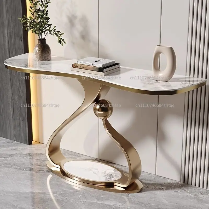 Light luxury rock slab entrance table Modern simple living room opposite door strip case End view table against the wall