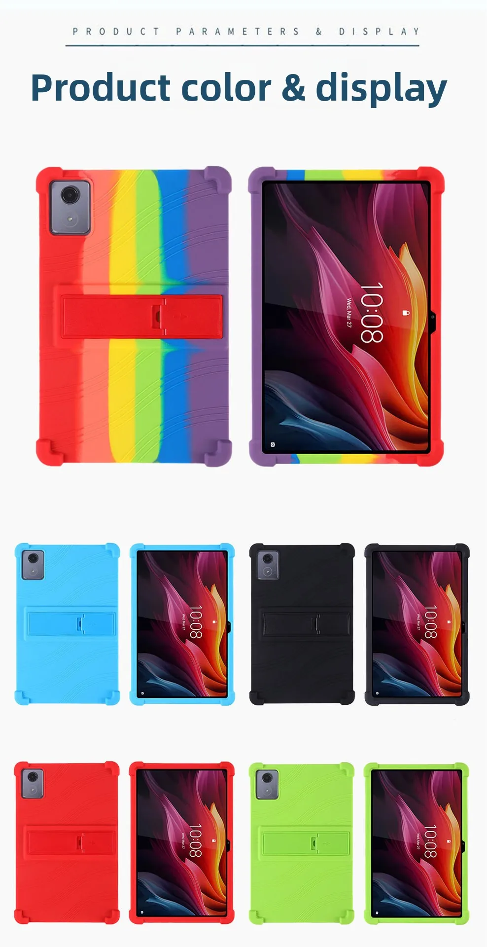 Silikonhülle für Lenovo Tab K11 Plus 11,45 Zoll Tablet, stoßfeste Schutzhülle mit Ständer, TPU-Ganzkörper-Fallschutz – Detail 10