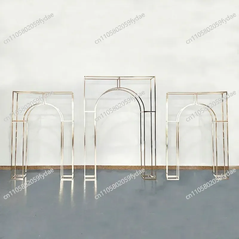 Wedding Props Wrought Iron Screen Wedding Stage Arrangement Golden Arch Welcome Area Electroplating Wedding Background Frame