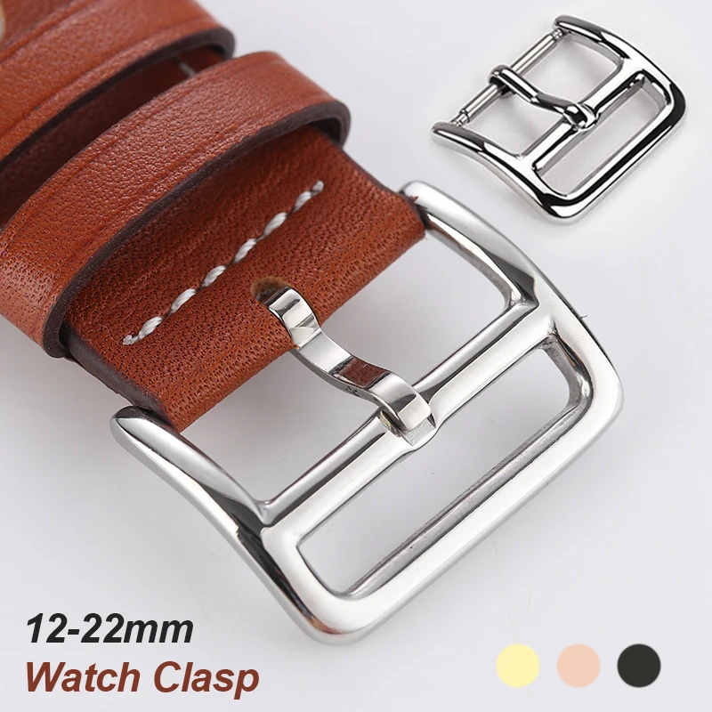 Stainless Steel Watch Buckle 12 14 16 17 18 20mm 22mm Watchband Solid Square Button Black Rose Gold Silver Metal Polished Clasp