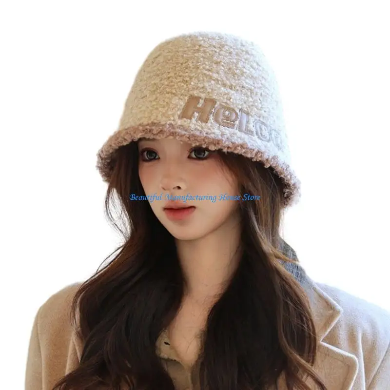 E56A Elegante sombrero cubo Y2K, sombrero transpirable, gorro lana Y2K, decoraciones navideñas