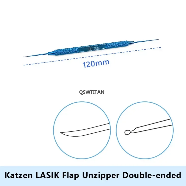 Double-ended Katzen Lasik Flap Unzipper Hook for LASIK Operation Double Eyelid Tools Ophthalmic Surgical Instrument Titanium