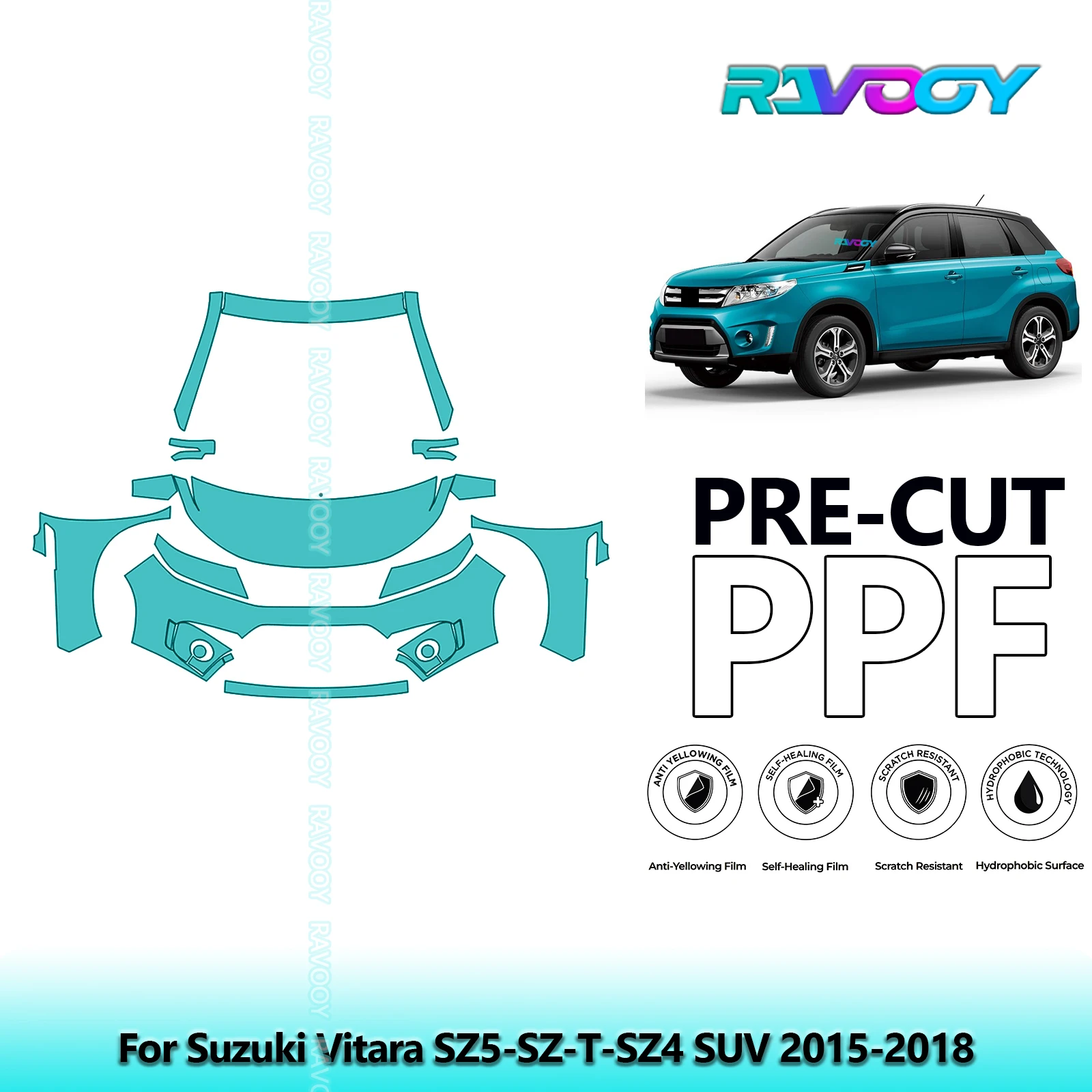 

Car Front Kit Clear Bra Precut PPF Paint Protection Film For Suzuki Vitara SZ5-SZ-T-SZ4 SUV 2015-2018
