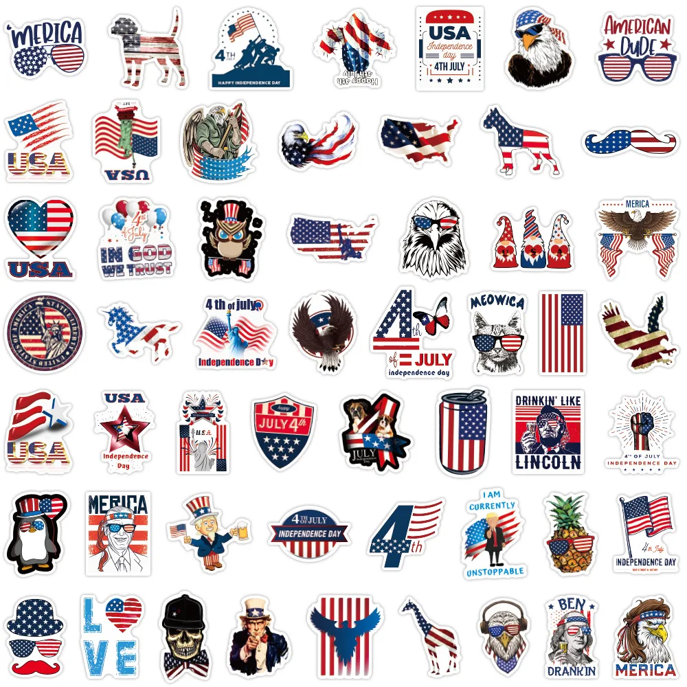 10/30/50PCS Independence Day Flag Faith Sticker Decals Luggage Travel Backpack Skateboard Phone Laptop USA Sticker Wholesale