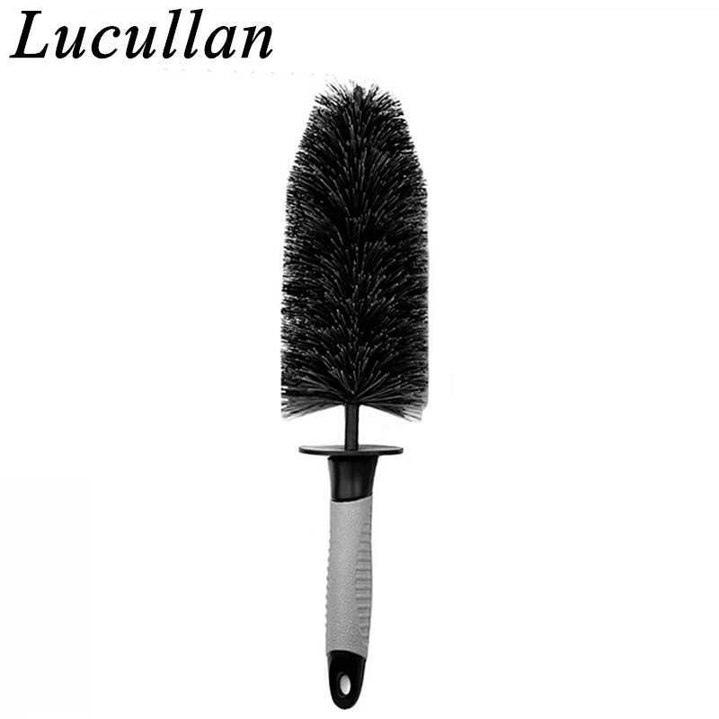 Lucullan-고무 핸들 자동 청소 도구, 슈퍼 소프트 헤어, 스크래치 방지, 자동차 휠, 타이어 림, 크롬 스포크 디테일링 브러쉬