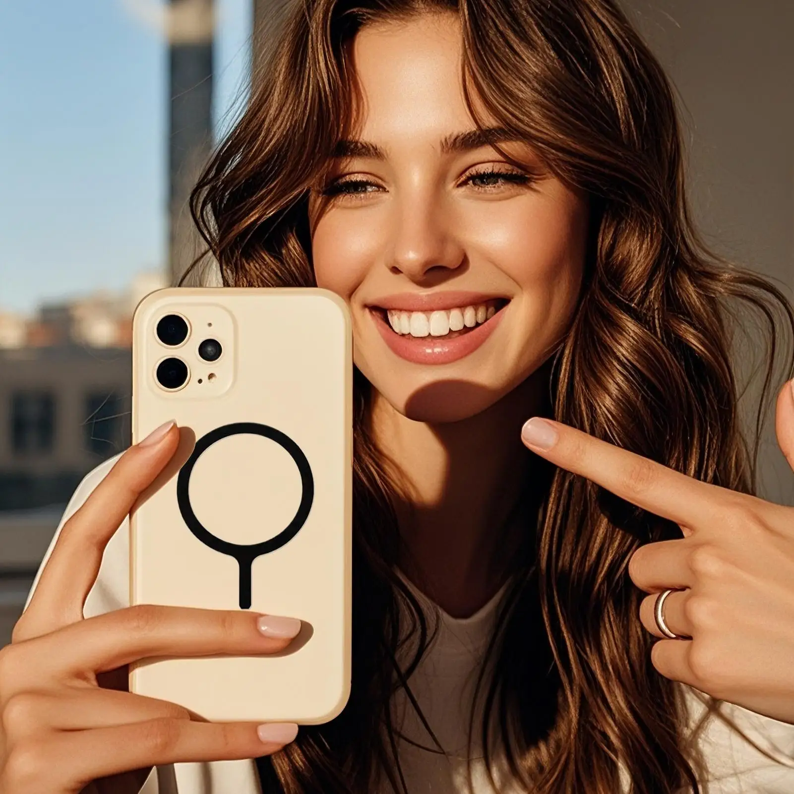 جراب هاتف مغناطيسي حلقة مغناطيسية لحافظة الهاتف ورقة مغناطيسية شحن لاسلكي جبل للمنزل النساء الرجال مكتب غرفة نوم في الهواء الطلق