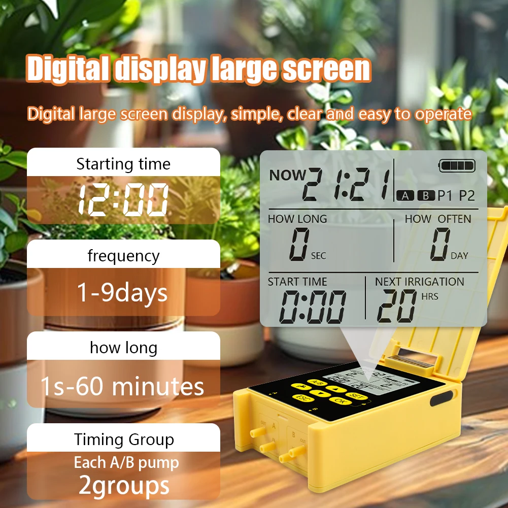 Yieryi Smart Solar Irrigation Timer Digital LCD Automatic Irrigation System Outdoor Garden Watering Tool Adjustable Program