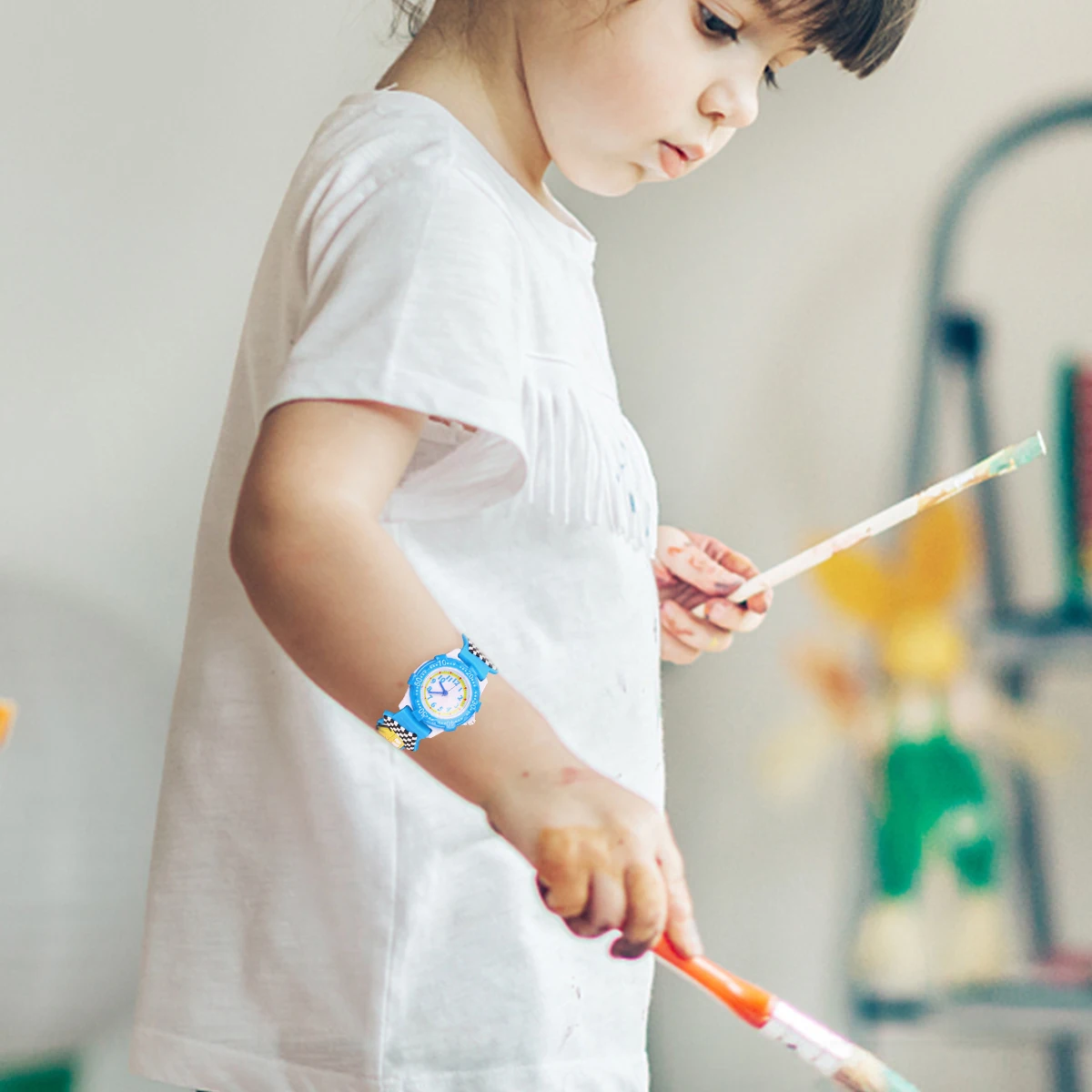 

Cartoon 3D Watch Waterproof Car Pattern Wristwatch For Light Design Durable Creative Gift Blue