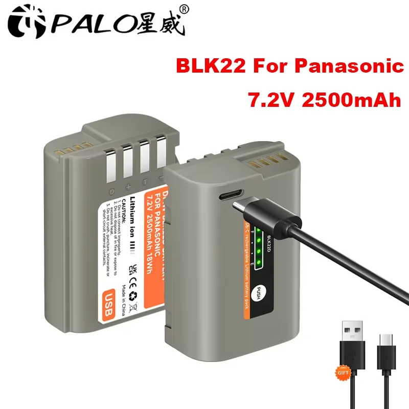 

2500mAh DMW-BLK22 DMW BLK22 Battery With USB Port For Panasonic DC-S5 S5KL UMIX S5 GH6 GH511 GH6L S5 S5M2 S511 S51X S5M2X GH5M2