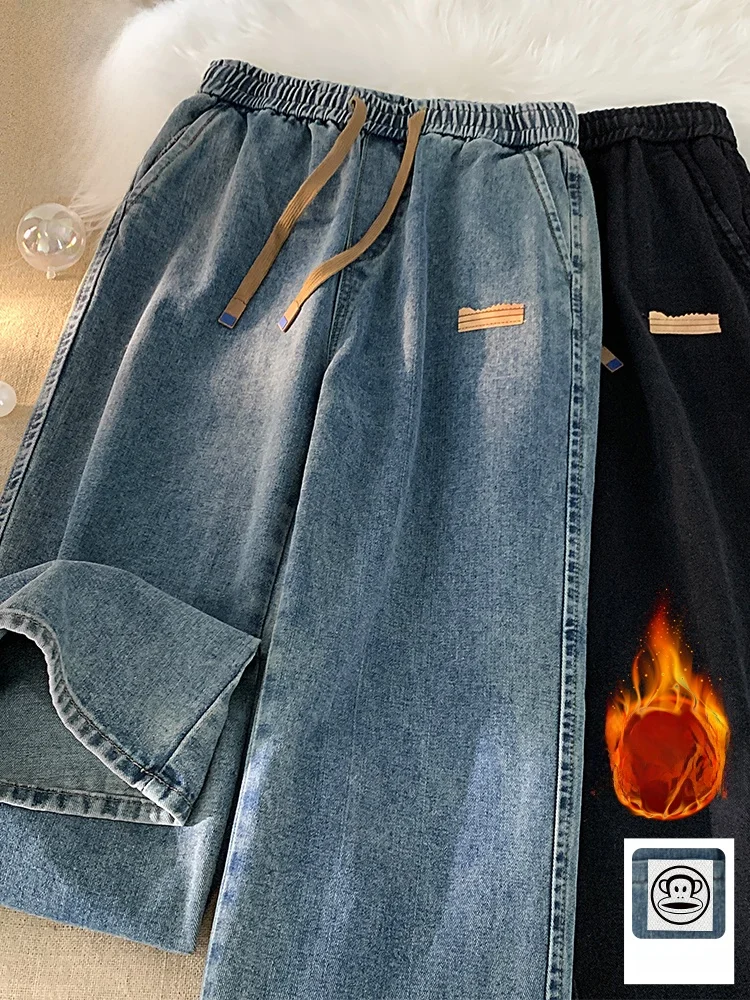 

PaulFrank Fce на подкладке с широкими штанинами, свободные мужские джинсы в американском стиле, осень-зима, Новое поступление, брюки прямого кроя