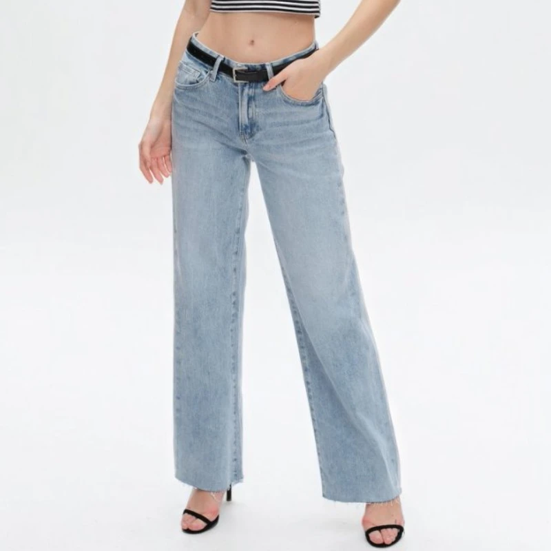 Casual High Waist Loose Wide Leg Denim Pants Women Floor Length Straight Jean High Street Long Trouser Vintage Washed Baggy Jean