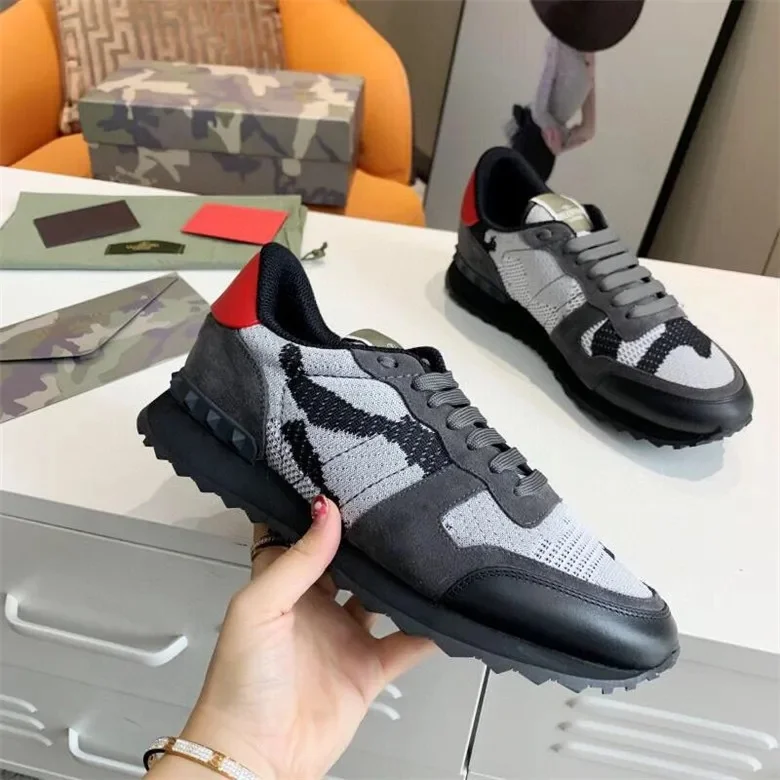 Men's Low Top Canvas Sneakers Rivet Camouflage Sports Casual Trendy Shoes Spring Autumn Leather Sole Adult China Made