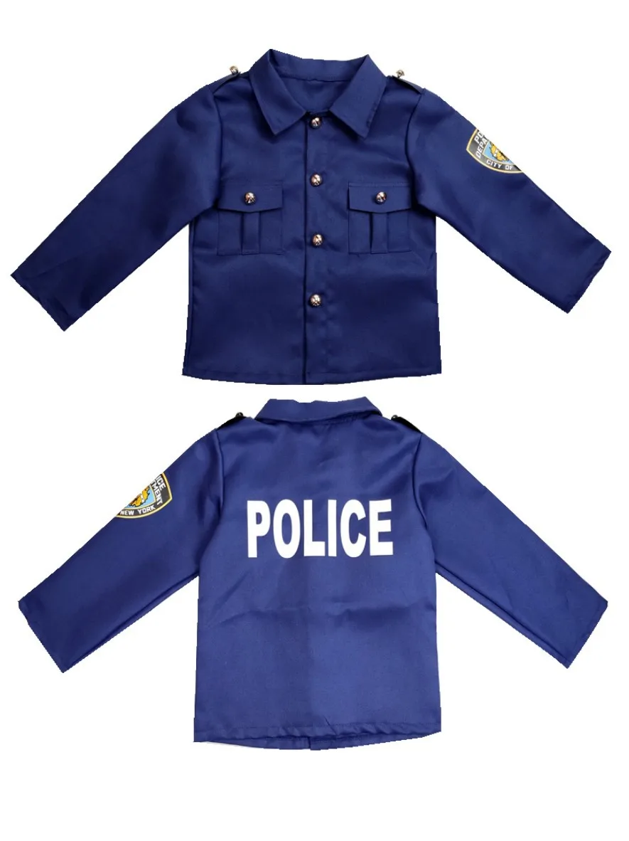 Hot Sale Meninos Meninas Policial Capitão Cosplay Azul Uniforme Traje Halloween Kid com Acessórios