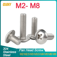 (A2-70) 304 Stainless Steel Phillips Braguero Flat Head Large Round Cross Bolt M2 M2.5 M3 M4 M5 M6 M8 length 3~ 80mm