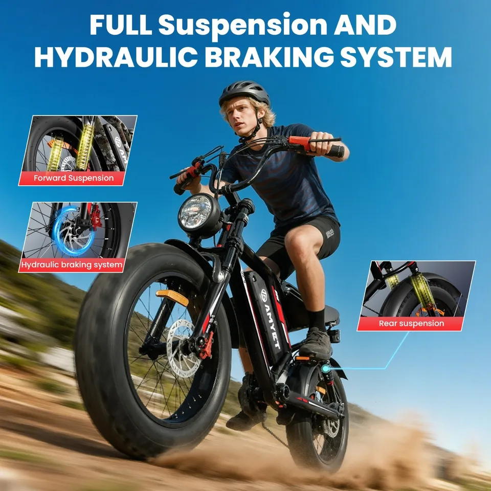 Electric Bike 1500W 20AH Dual Suspension Hydraulic Brake 20" Fat Tyre E-bike US image 6