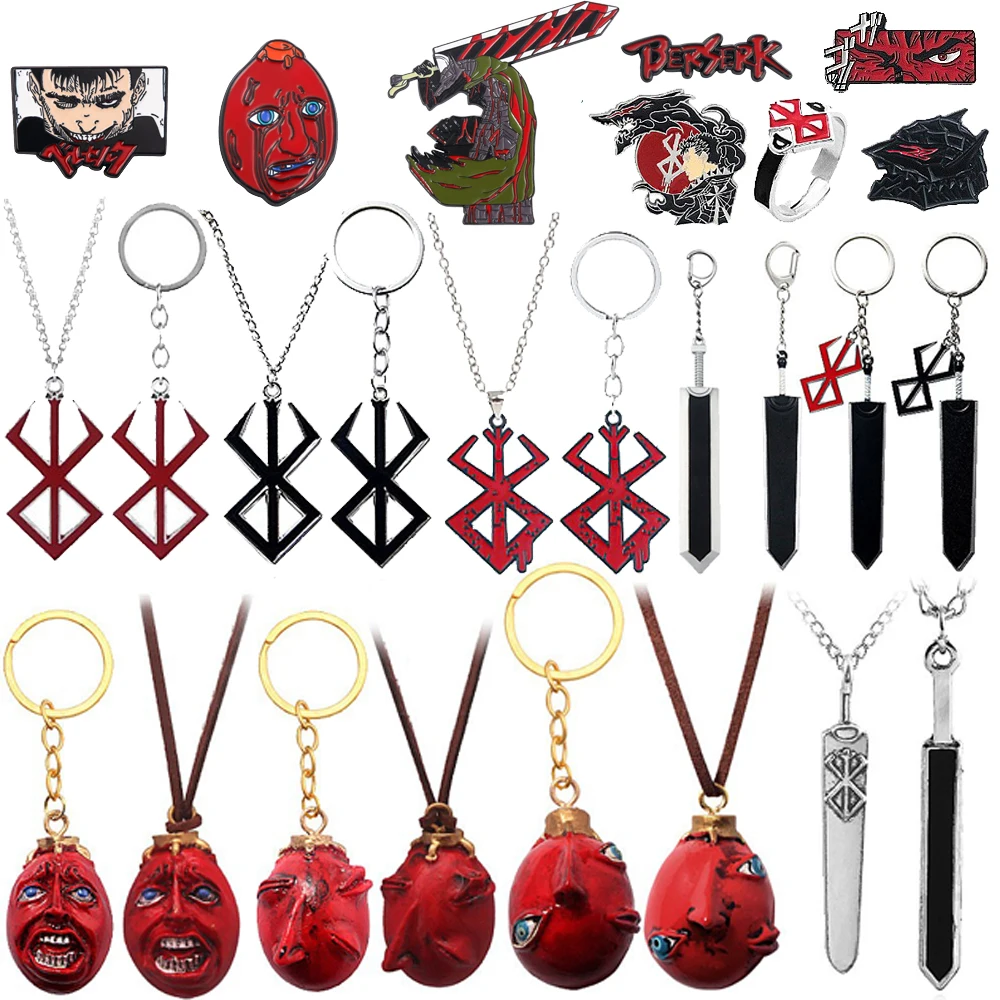 Collar con logotipo rojo de Anime, llavero Guts Slave, colgantes con logotipo de marca, accesorios de Cosplay, regalo para hombres y mujeres, joyería para mochila Berserk