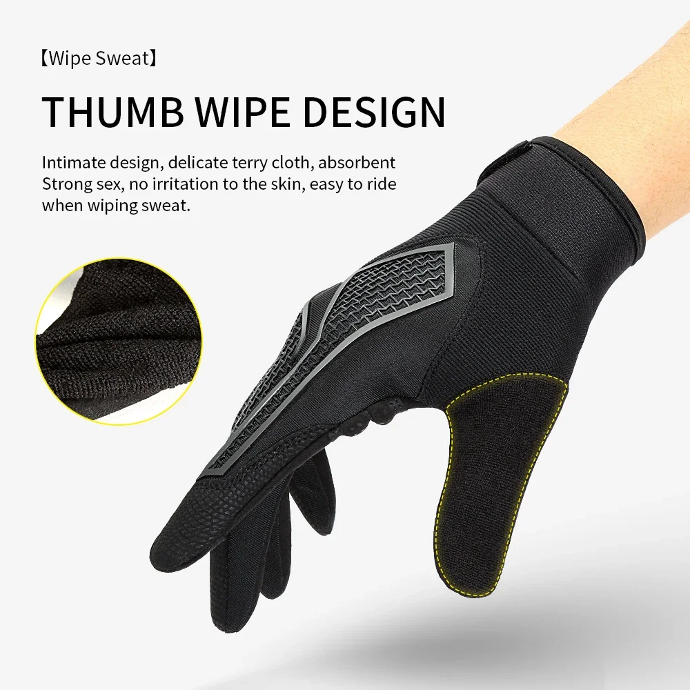 Spring Autumn MTB Cycling Driving Gloves Breathable Non-Slip Shock-Absorbing Touch Screen Black Gloves Motorcycle Gloves Men