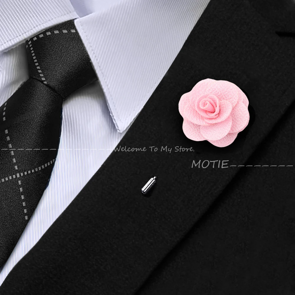 Men's High-grade Handmade Red Blue Flower Fashion Brooch Pin  Lapel New Men Wedding Boutonniere Dress Brooch Jewelry Accessory