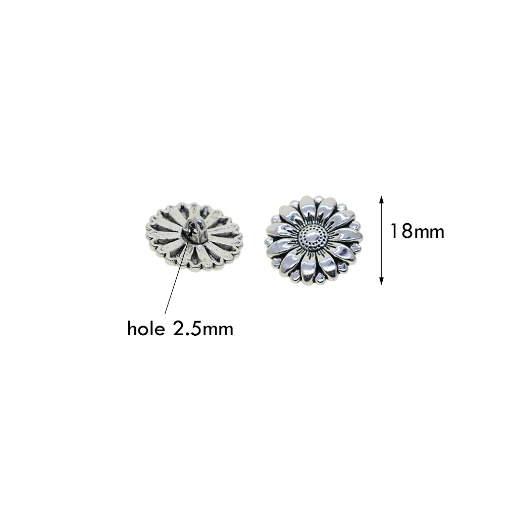 20 Pcs antique tibetan silver 18mm 0.7inch round daisy flower Garment Clothing Fastening 1 hole  Sewing Button jewelry DIy