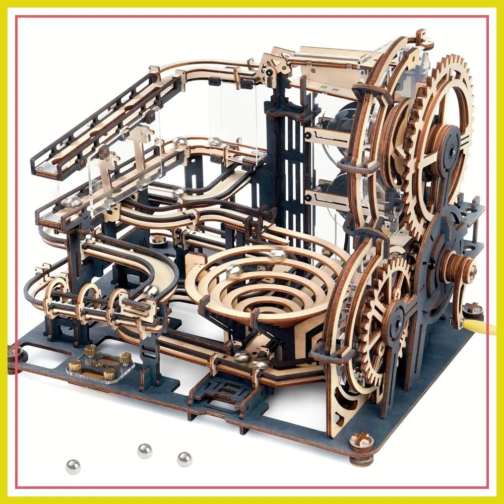 

3D Marble Run Puzzle - LGA01 Marble Night City Wooden Model Building Kit for Adults