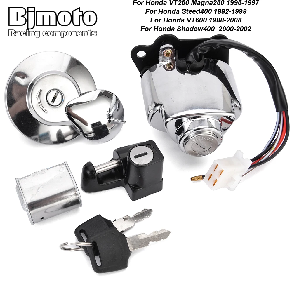 

Motorcycle Fuel Gas Cap Ignition Switch Seat Lock with Key Kit For Honda VT250 Magna250 Steed400 VT600 Shadow400